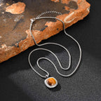 PENDRA Square Stone Black Pendant Necklace