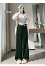 Corduroy suit wide leg pants women in autumn and winter high waist lazy style thick velvet warmth and versatile pants