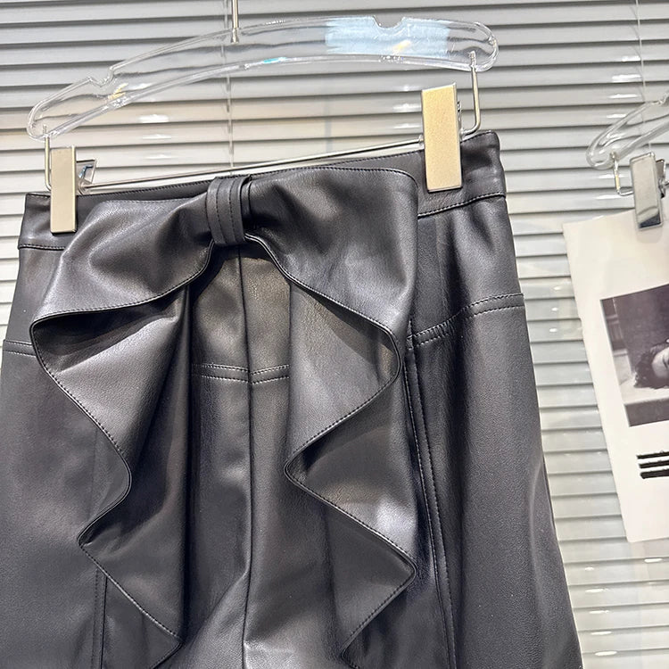 PENDRA Elastic Straight Leg PU Leather Pants