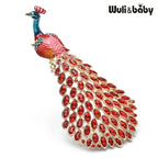 PENDRA Grand Peacock Enamel Bird Brooch