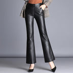PENDRA Waist Micro Flared Leather Pants