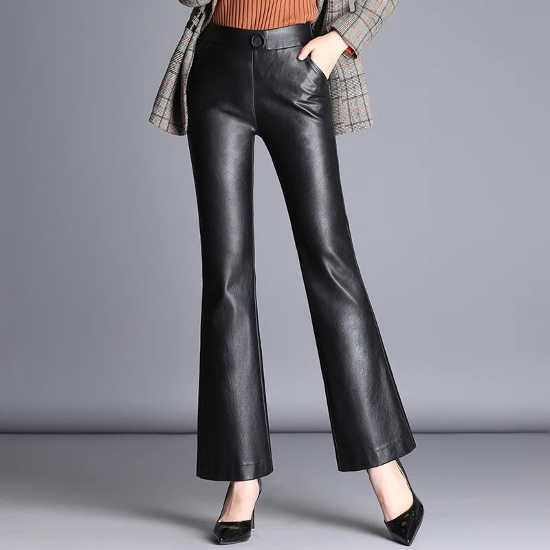 PENDRA Waist Micro Flared Leather Pants