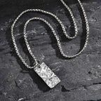 Vintage Fold Geometric Necklace for Men Boys,Stainless Steel Rectangular Pendant,Punk Jewelry Gift