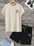 PENDRA Hawaiian Beach 2-Piece Printed T-Shirt and Shorts Set