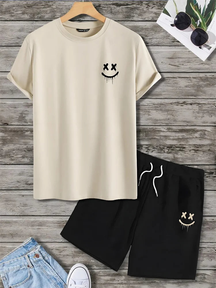 PENDRA Hawaiian Beach 2-Piece Printed T-Shirt and Shorts Set