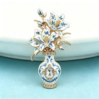 PENDRA Violetta 2-Color Enamel Rhinestone Lily Vase Brooch