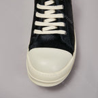 PENDRA Dark Fur Black Horsehair Leather Low-Top Lace-Up Thick-Sole Sneakers