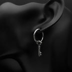 Key Star Hiphop Earrings For Women Men Stainless Steel Silver Color Fashion Punk Rock Ear Rings Rapper Jewelry Accessory