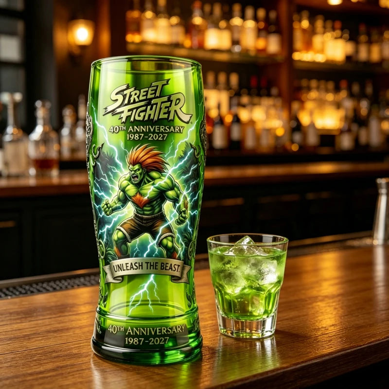 SF Blanka Themed Anniversary Beer Mug Glass Collectible Decor