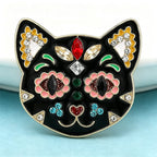 PENDRA Flower Cat Head Brooch