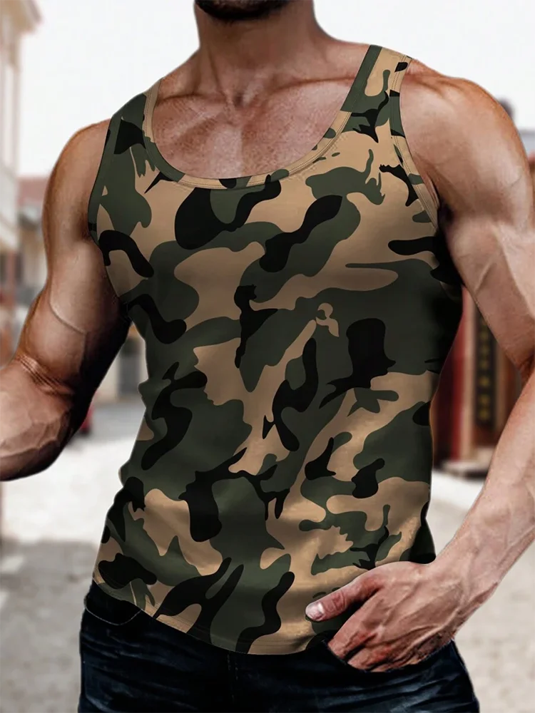 Summer Daily Exercise Men's Tank Top Outdoor Sports Running Fitness Men's Sleeveless T-shirt Urban Street Men's Tank Top 3D Prin