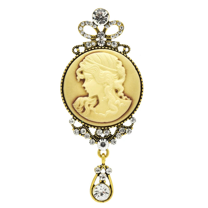 PENDRA Vintage Lady Head Badge Brooch