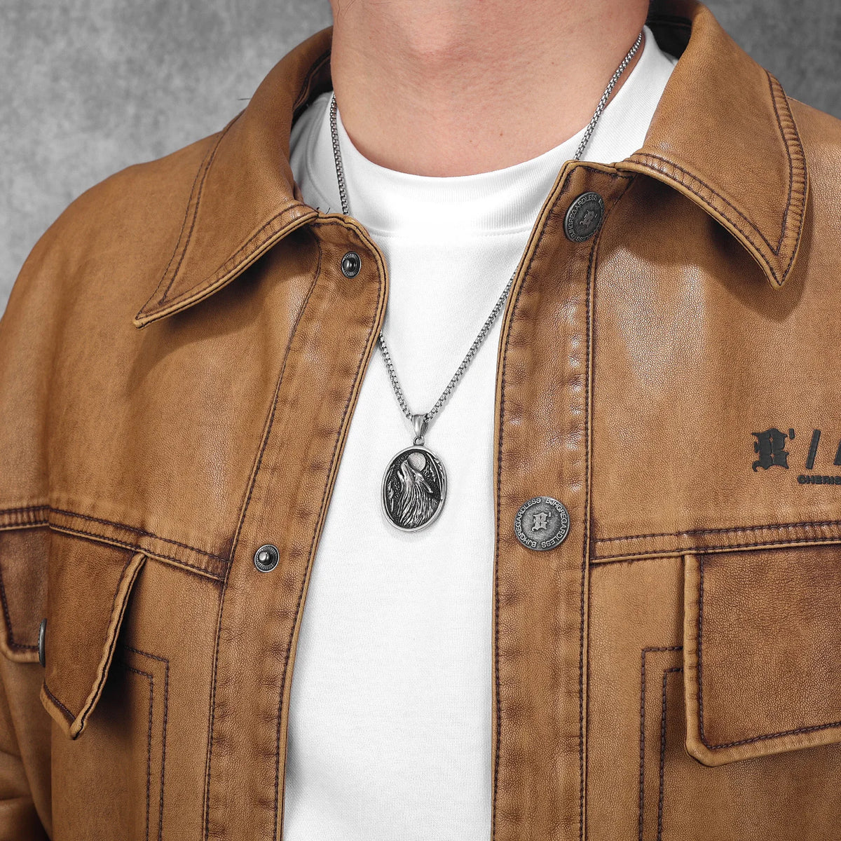 Full Moon Wolf Compass Men Necklaces Stainless Steel Pendant Chain Women Punk Fashion Jewelry New In Accessories Gifts Wholesale