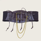 PENDRA Velayne Leather Black Chain Punk Corset Belt