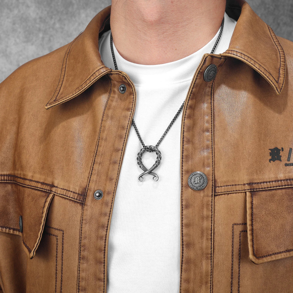 PENDRA Troll Cross Ancient Steel Necklace