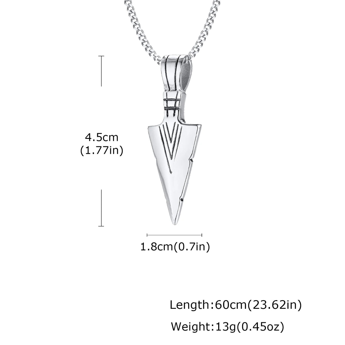 Vintage Viking Triangular Spearhead Necklace for Men,Stainless Steel Casting Triangular Arrow Pendant,Talisman Jewelry Gift