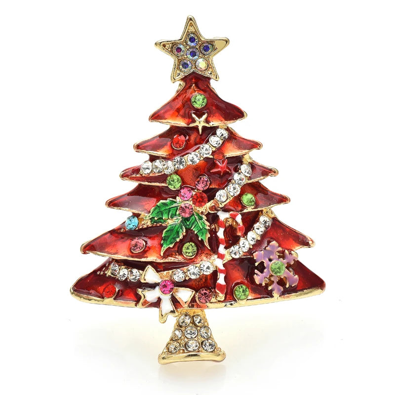 PENDRA Noelina 2-Color Enamel Christmas Tree Brooch