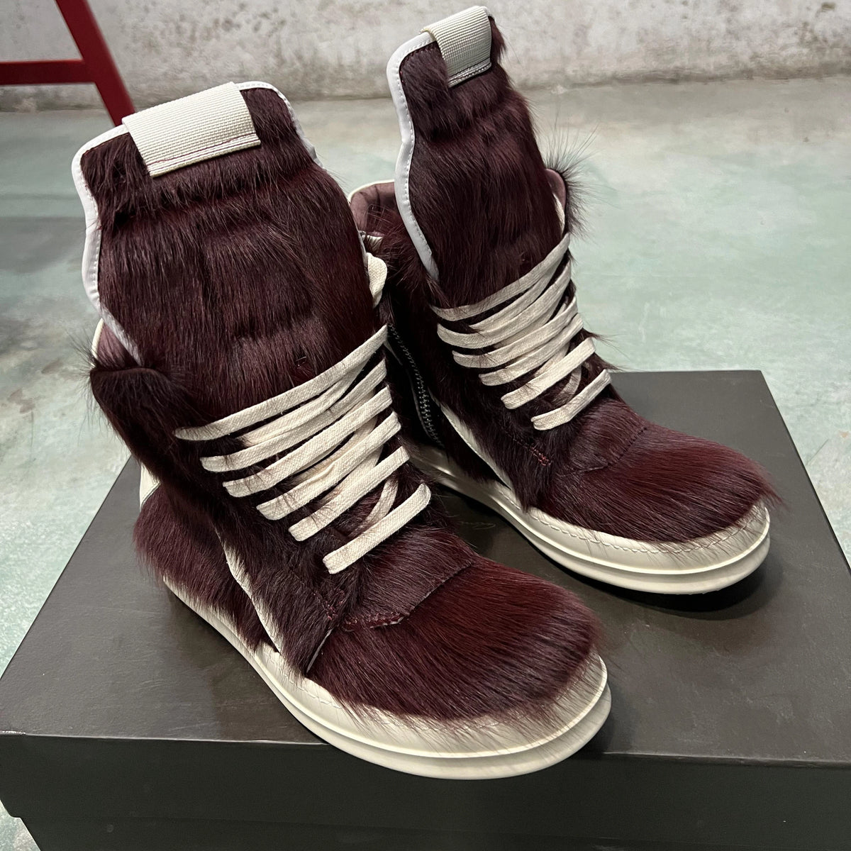 PENDRA Horsehair Rock Multi-Color Horsehair Platform Ankle Boots
