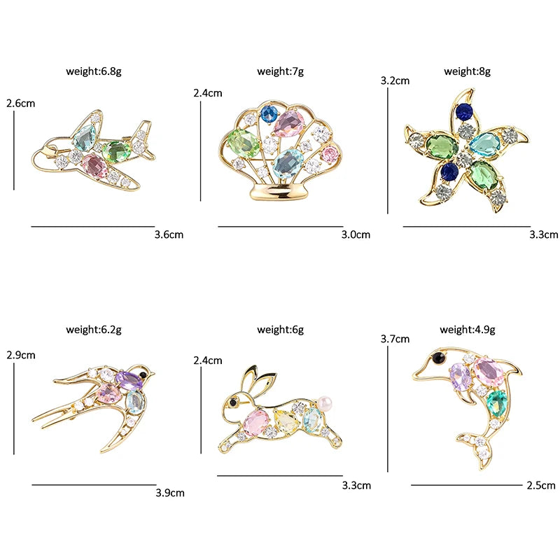 PENDRA Cute Crystal Animal Brooch