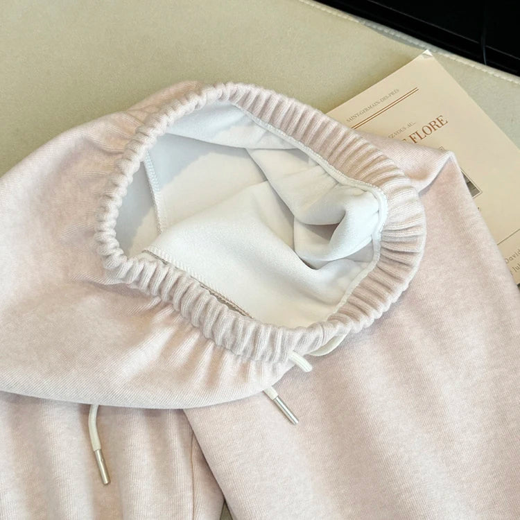 Thick and Gentle Pink Soft Sports Pants Women in Winter New High Waist Slim and Comfortable Versatile Casual Floor Pants