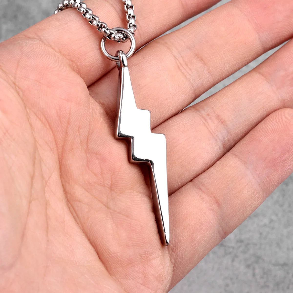 Lightning Thunder Long Men Necklaces Pendants Chain Punk for Boyfriend Male Stainless Steel Jewelry Creativity Gift Wholesale