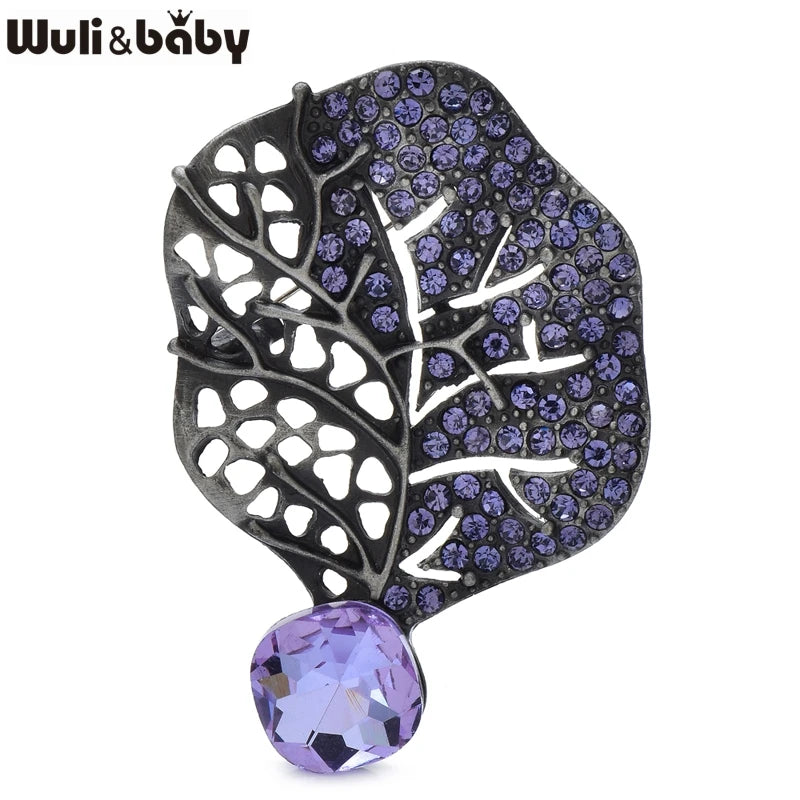 PENDRA Leafcrystal 3-Color Retro Crystal Leaf Brooch