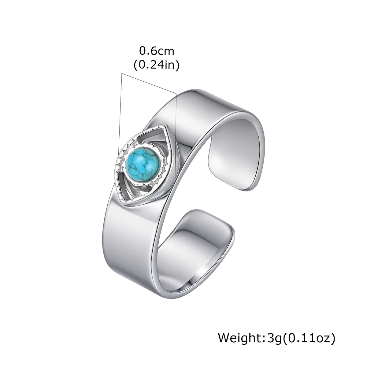 Natural Stone Devils Eyes Ring for Men,Punk Waterproof Stainless Steel Adjustable Cuff Ring,Türkiye Exorcism Jewelry Gift