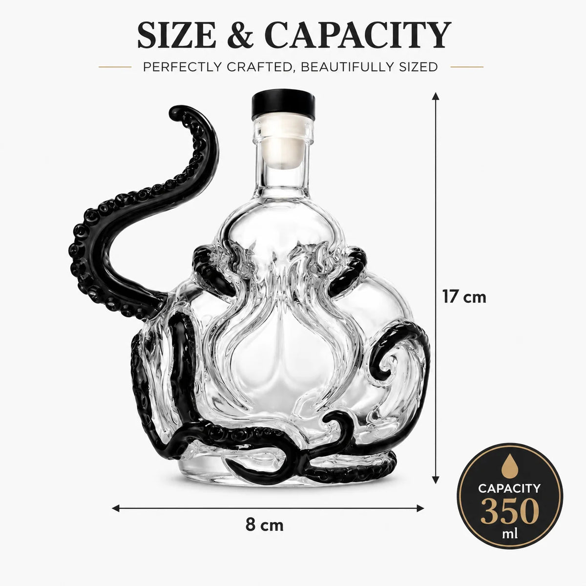 Creative Octopus Shape Glass Decanter 350ml Whiskey Wine Liquor Bottle with Stopper for Bar Home Decor