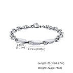 Cool Punk Stainless Steel Chain Bracelet for Men,21CM Silver Color Metal Chain Wristband,Hip Hop Jewelry Gift