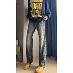Luxury Men's Trousers 2026 Trend Beauty Coffee Washed Men's Embroidery Slim Design Micro Baggy Straight Pants Flare Jeans