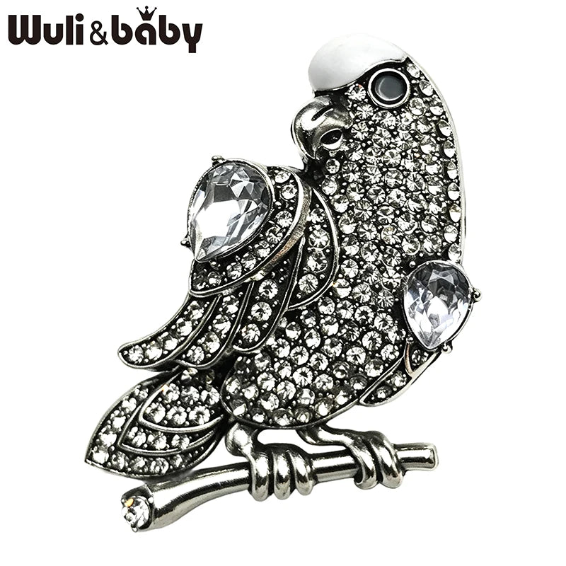 Wuli&baby Vintage Parrot Bird Brooches For Women Unisex 5-color Rhinestone Enamel Birds Animal Party Casual Brooch Pins Gifts