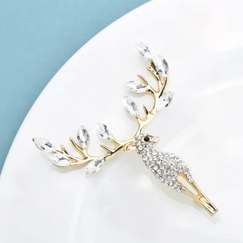 PENDRA Lucky Deer Rhinestone Animal Brooch