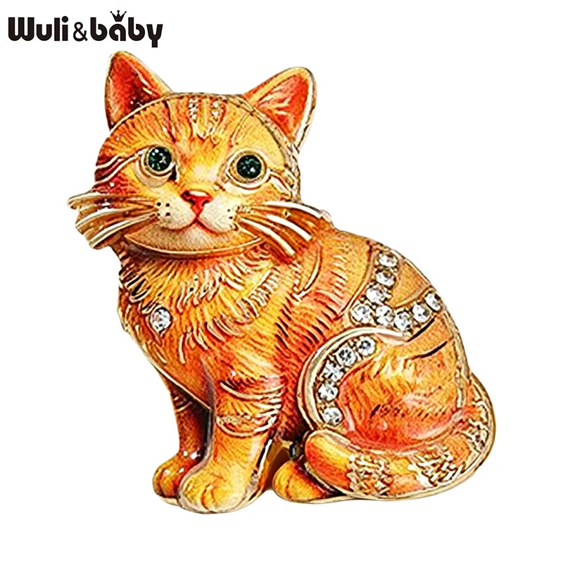 PENDRA Adorable Kitty Rhinestone Brooch