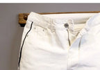 Summer Thin Luxury Designer Slim-Fit Men's Jeans Shorts Boyfriend White Color Striped Street Wear Cotton Casual Short Trousers