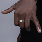 Punk Cross Metal Ring for Men Boys, 6.8mm Width European and American Style Opening Ring,Anniversary Engagement Jewelry Gift