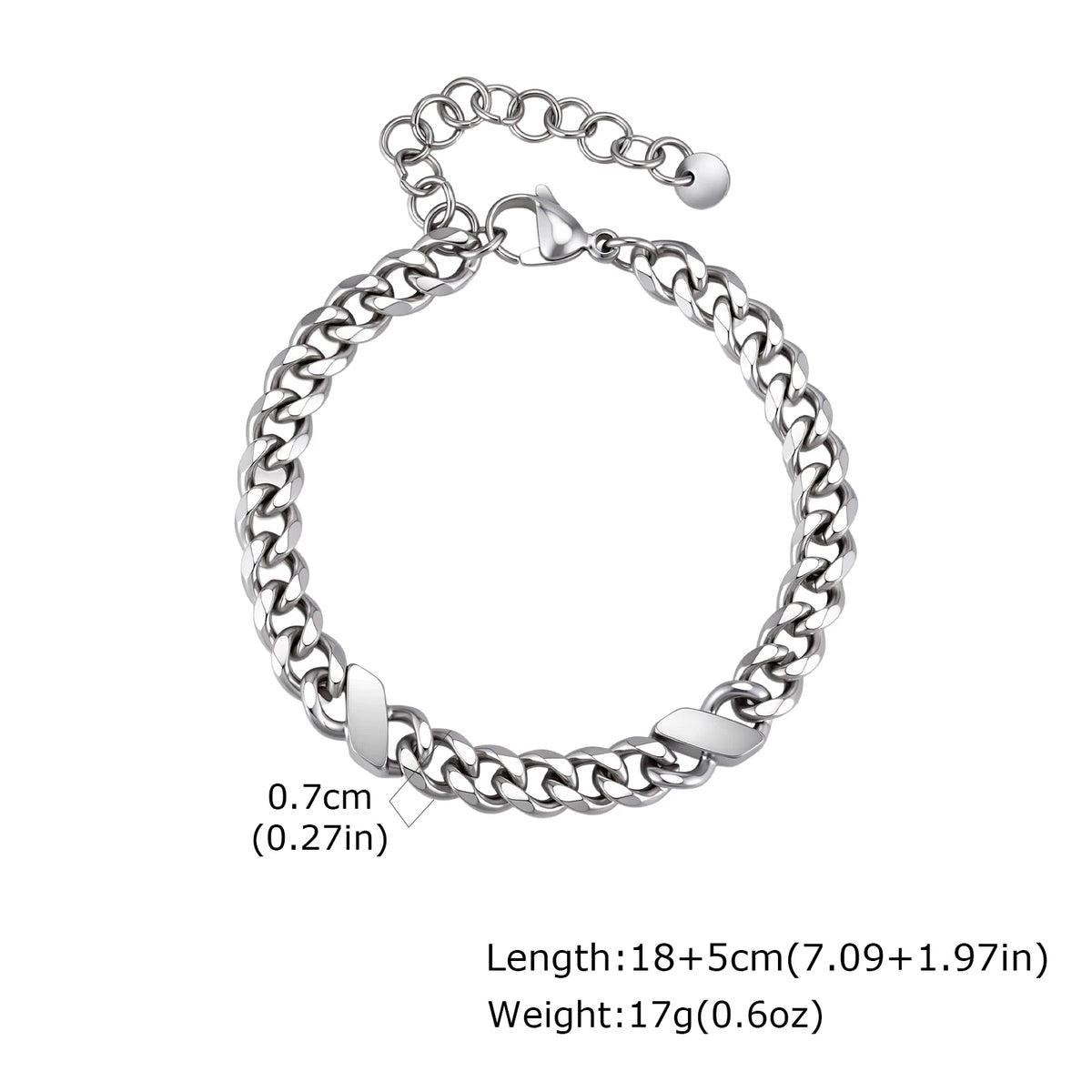 PENDRA Cuban Silver Link Bracelet