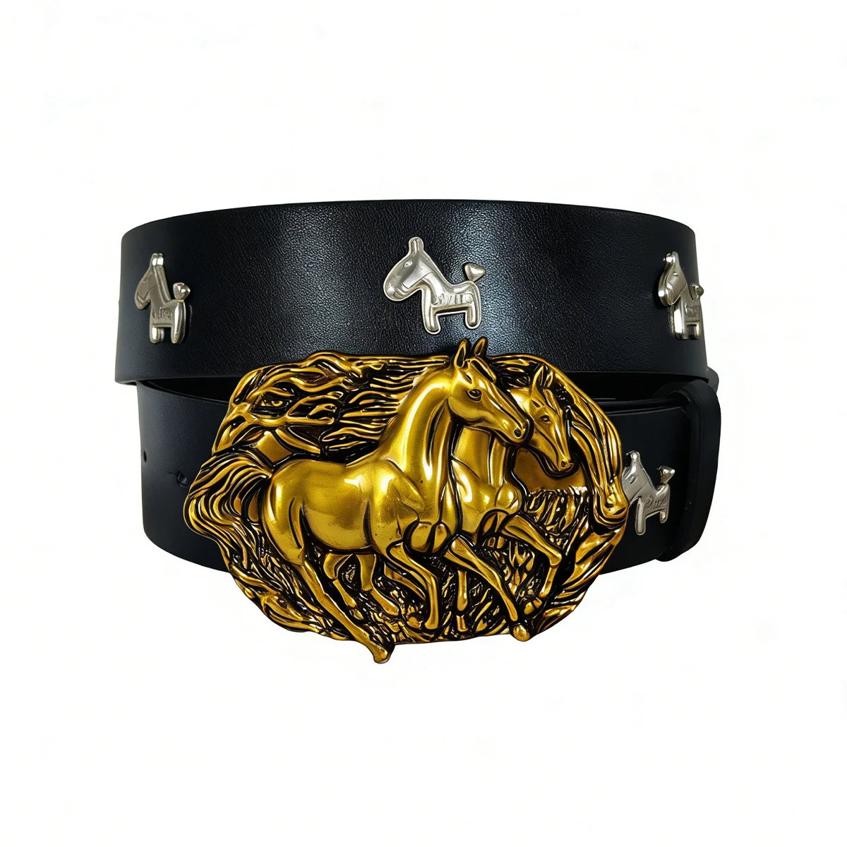 Vintage Belt Luxury Horse Punk Decoration Y2k Western Cowboy Buckle Gothic Men and Women Pu Leather Waistband Jeans Belts
