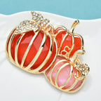 PENDRA Harvest Pumpkin Enamel Rhinestone Brooch