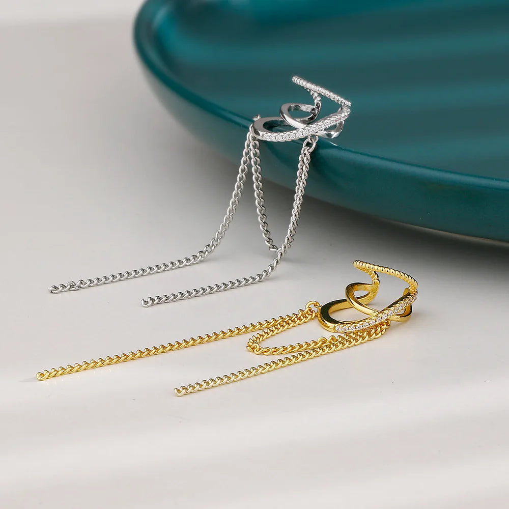 VENTFILLE Silver Gold Color Zircon Multi Layers Ear Clip Earring for Women Girl Party Gift Personality Jewelry Dropshipping