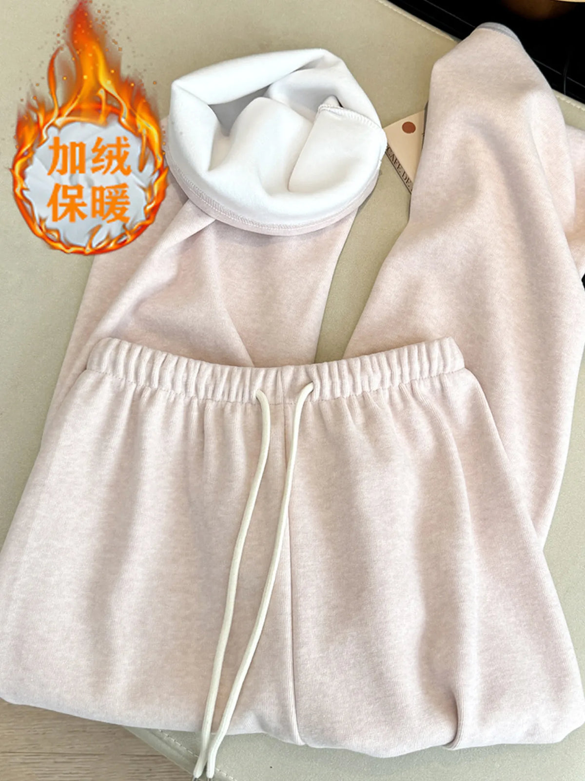 Thick and Gentle Pink Soft Sports Pants Women in Winter New High Waist Slim and Comfortable Versatile Casual Floor Pants