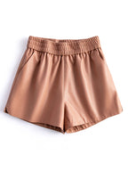PENDRA Sheepskin Wide Leg Leather Shorts