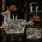 Creative Reindeer Shaped Liquor Decanter Clear Glass Alcohol Bottle with Black Stopper for Bar Cabinet Display