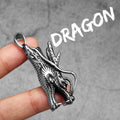PENDRA Chinese Dragon Head Steel Necklace