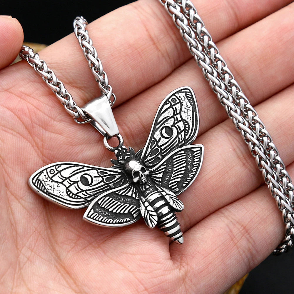 PENDRA Deathmoth Gothic Death Head Moth Necklace