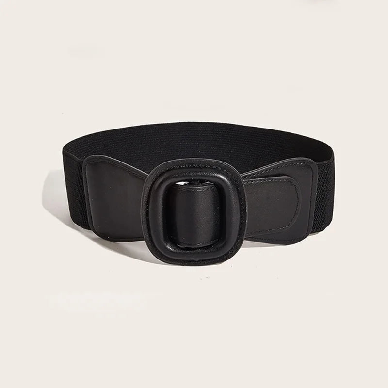 Trend Classic Elegant Wide Belt For Women Elastic Cummerbund Square Buckle New Fashion Waistband Female For Dress and jacket