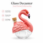 Unique Pink Bird Glass Decanter Embossed Feather Design Whiskey Brandy Bottle for Bar Cabinet Decoration