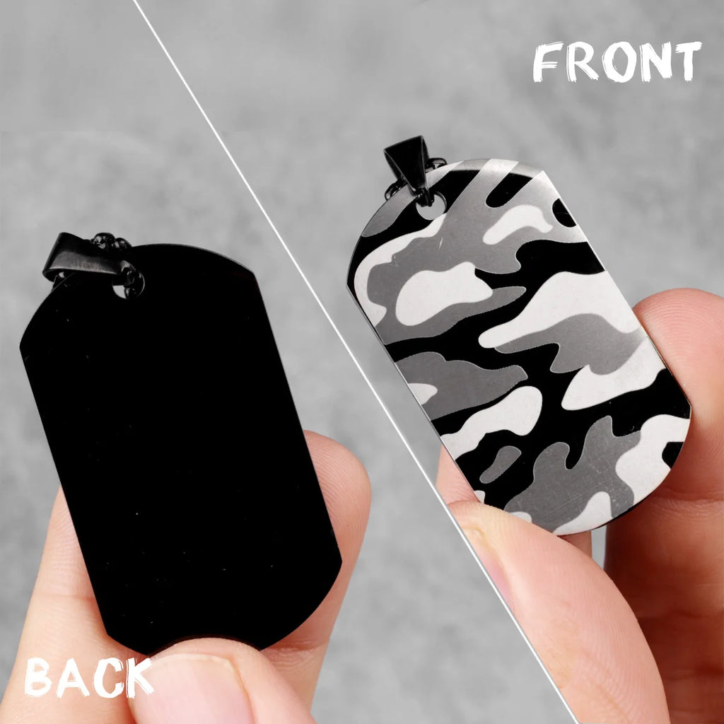 Camouflage Tag Army Long Men Necklaces Pendants Chain Punk for Boyfriend Male Stainless Steel Jewelry Creativity Gift Wholesale