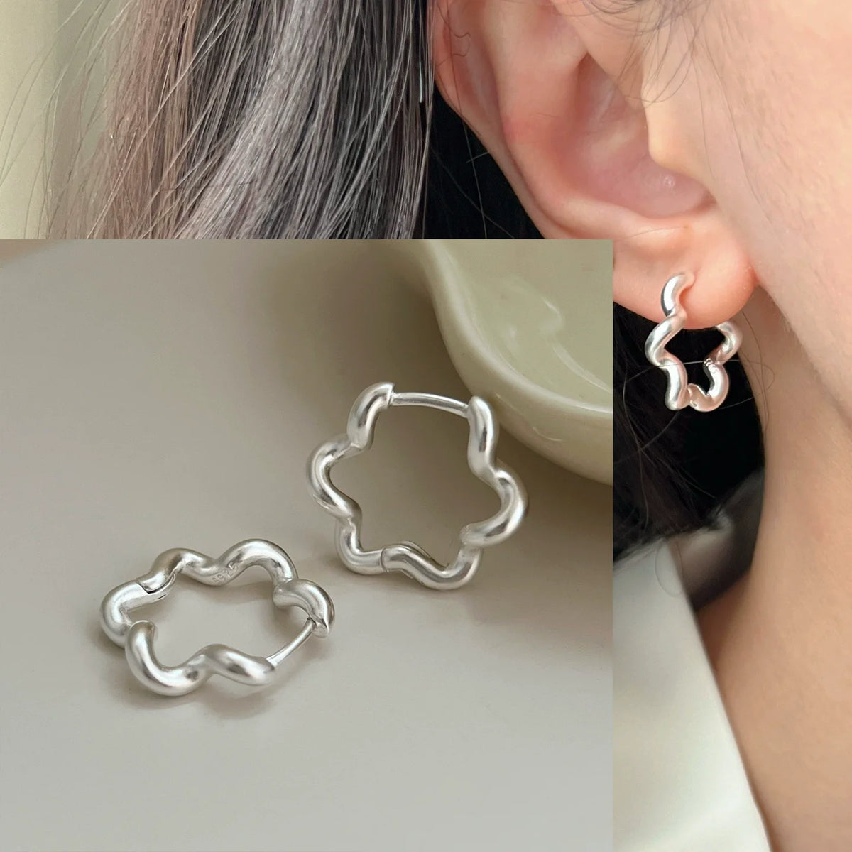 VENTFILLE 925 Sterling Silver Black Agate Rotund Earrings For Women Girl Originality Design Korean Jewelry Party Gifts Dropship