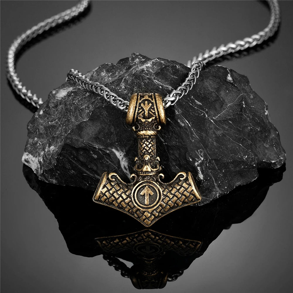 PENDRA Crow Rune Steel Necklace