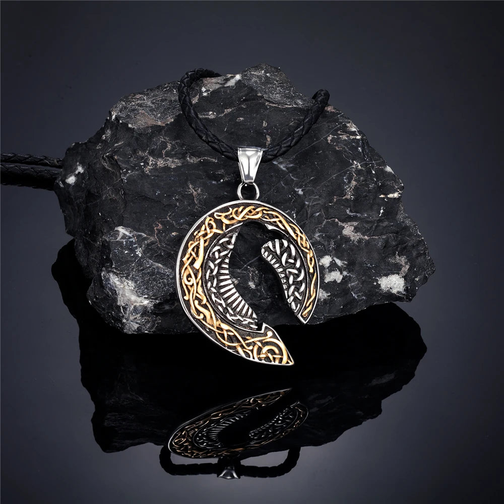 PENDRA Celtic Knot Rune Crow Necklace